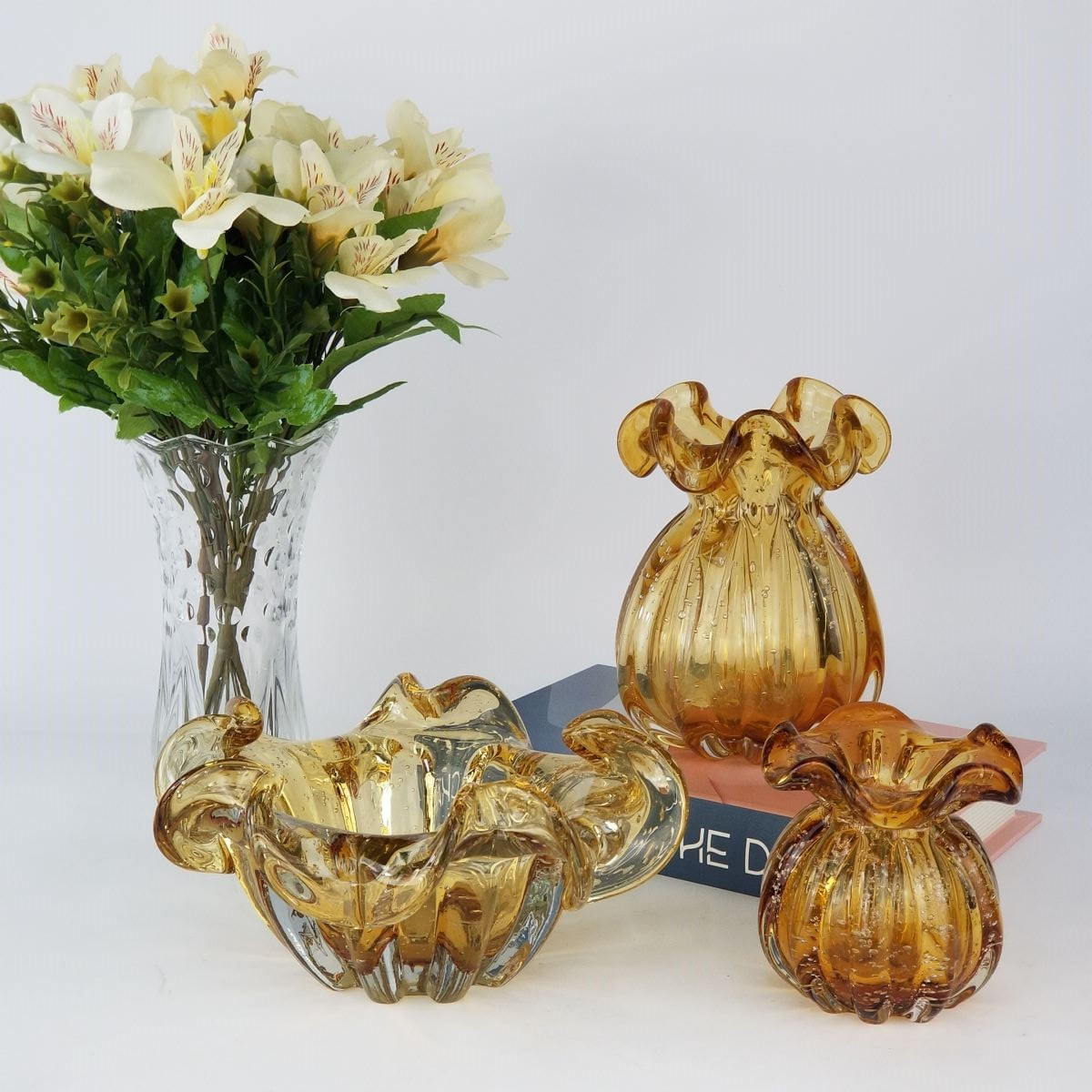 Kit 2 Trouxinhas / Vasos De Murano Importados - Âmbar