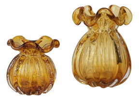 Kit 2 Trouxinhas / Vasos De Murano Importados - Âmbar