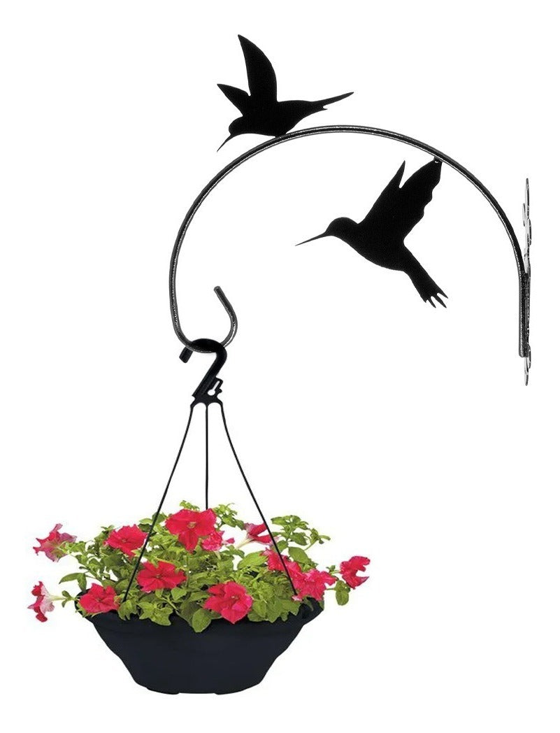 Suporte Parede Pendurar Plantas E Vasos Beija Flor Preto