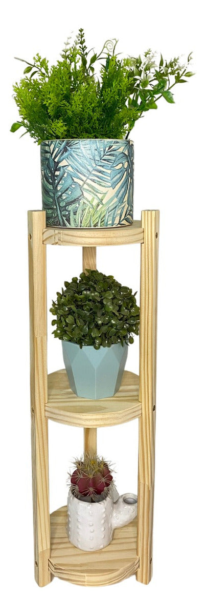 Suporte Para Vaso De Planta De Madeira Redondo