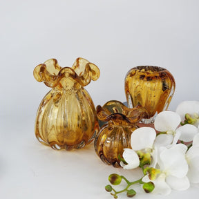 Kit 2 Trouxinhas / Vasos De Murano Importados - Âmbar